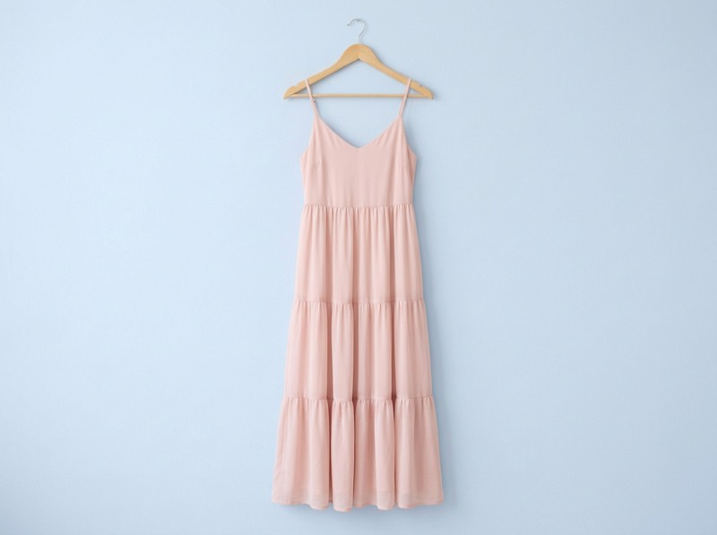 Blush tiered maxi dress