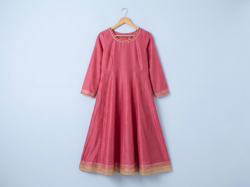 Rose chanderi anarkali